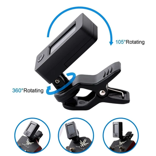 Imagen 2 del producto Afinador de guitarra JOYO JT-01 pantalla LCD Digital giratoria de 360 grados sintonizador con Clip guitarra cromática bajo violín sintonizador electrónico