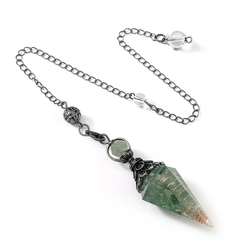 Hexagonal Cone Natural Chips Pendulums Yoga Pendant Amethysts Crystal Pendulum Dowsing Spiritual Witchcraft Pendulo Women Girls