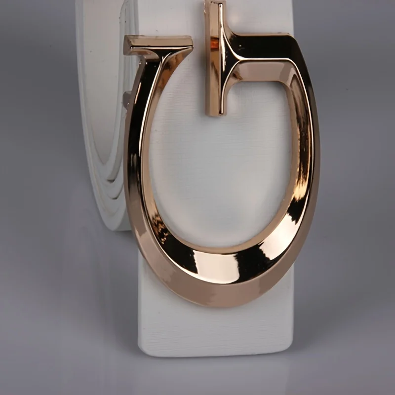 حزام خصر من جلد البولي يوريثان بتصميم كاجوال للجنسين، حزام خصر جينز ذهبي فاخر عالي الجودة، اختيار مثالي لهدية العيد