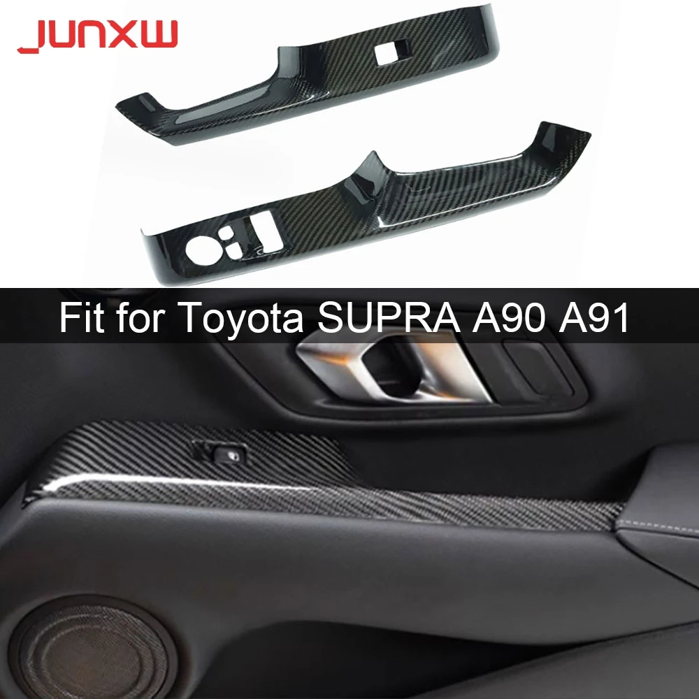 

Накладки из настоящего карбона на кнопки стеклоподъемников для Toyota Supra A90 2019+ (FRP), аксессуары для интерьера, стикеры
