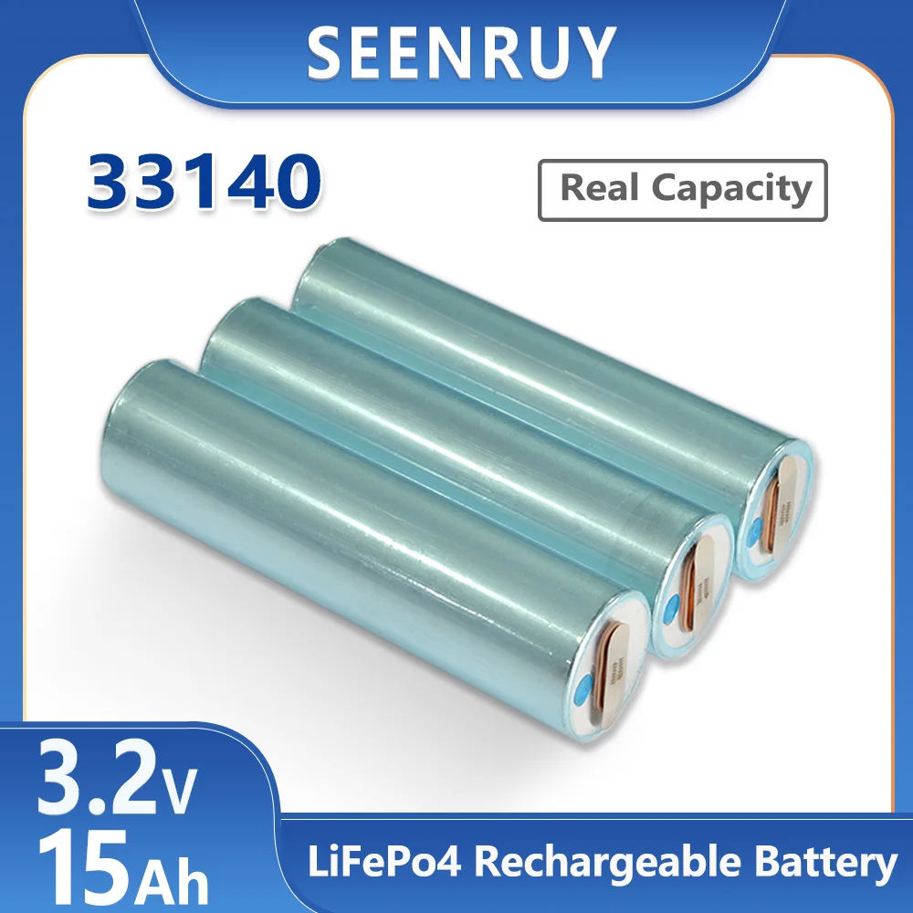 SEENRUY 33140 lifepo4 Battery 3.2V 15Ah Cylindrical cell  for 48V 12V 24V  Motorcycle Solar Energy Storage