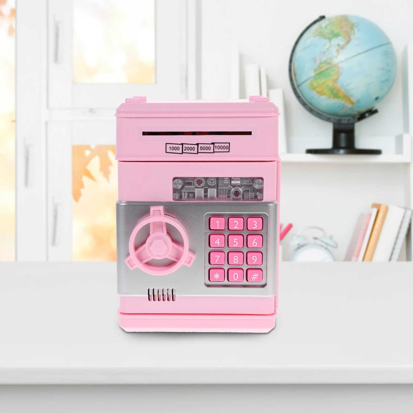 Children's Money Saving Bank Deposit Box Intelligent Voice Mini Safe and for Kids with Pass Code (Pink, Button Random Color)