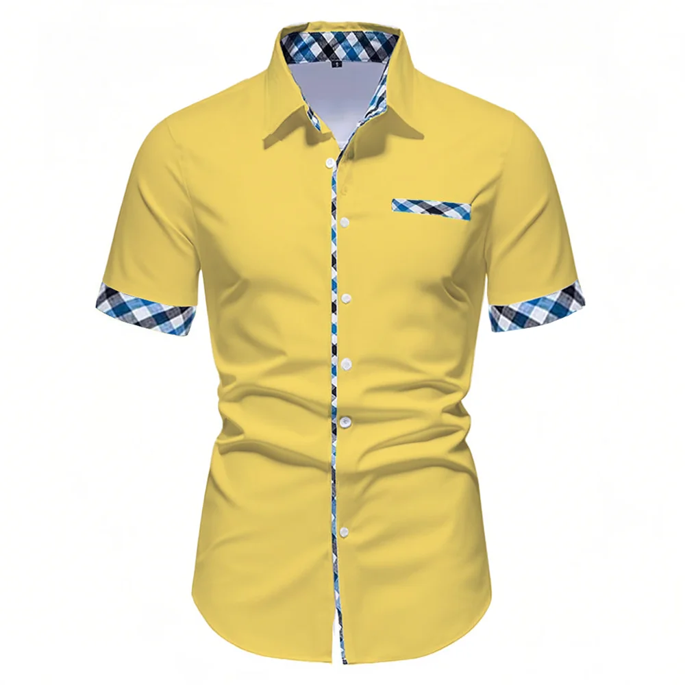 

10 colors summer new men's short-sleeved shirt solid color clothing business casual daily comfortable basic men's tops