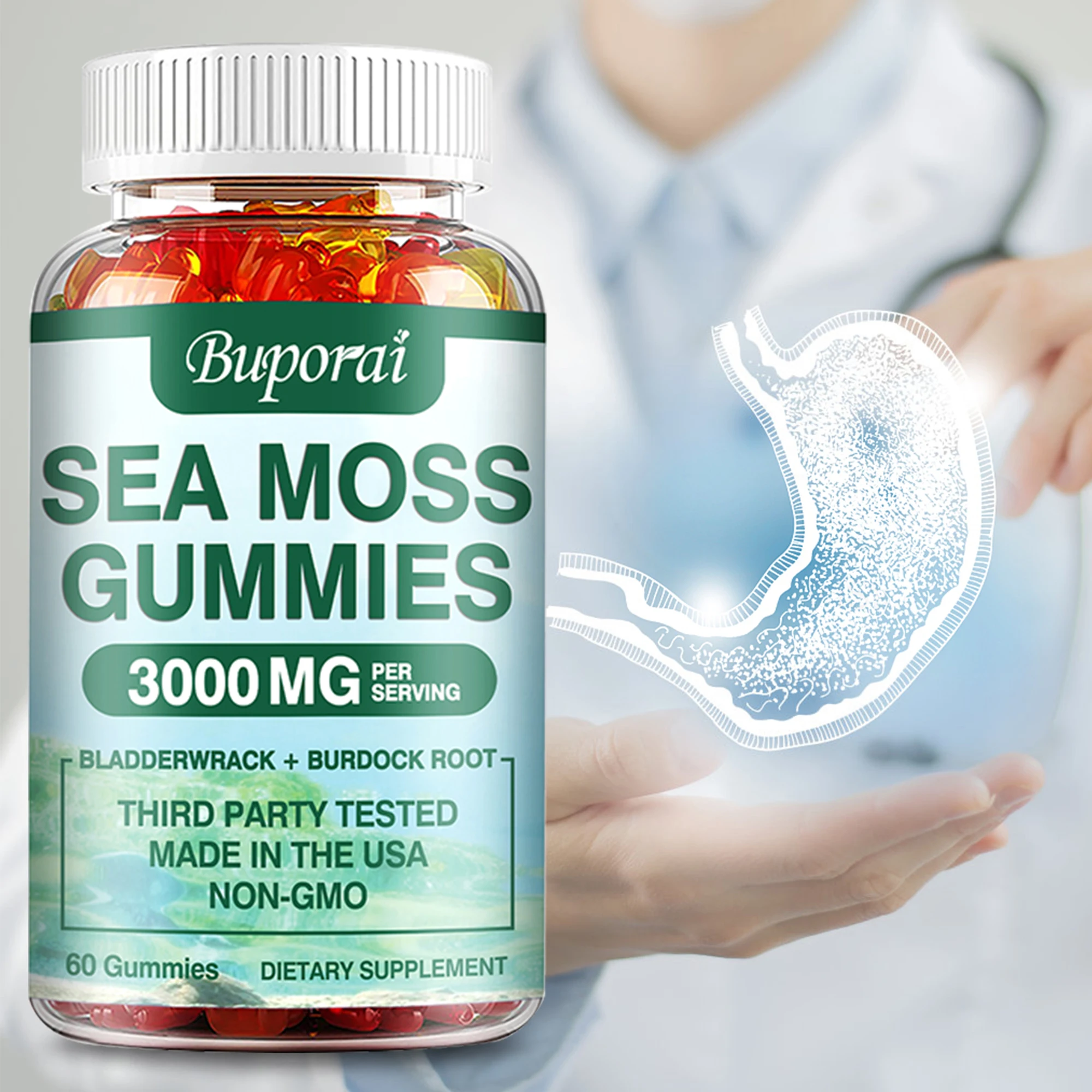 

Sea Moss Gummies - Anti-aging, Antioxidant, Supports Skin, Heart and Joint Health, Boosts Immune System, Promotes Thyroid Health