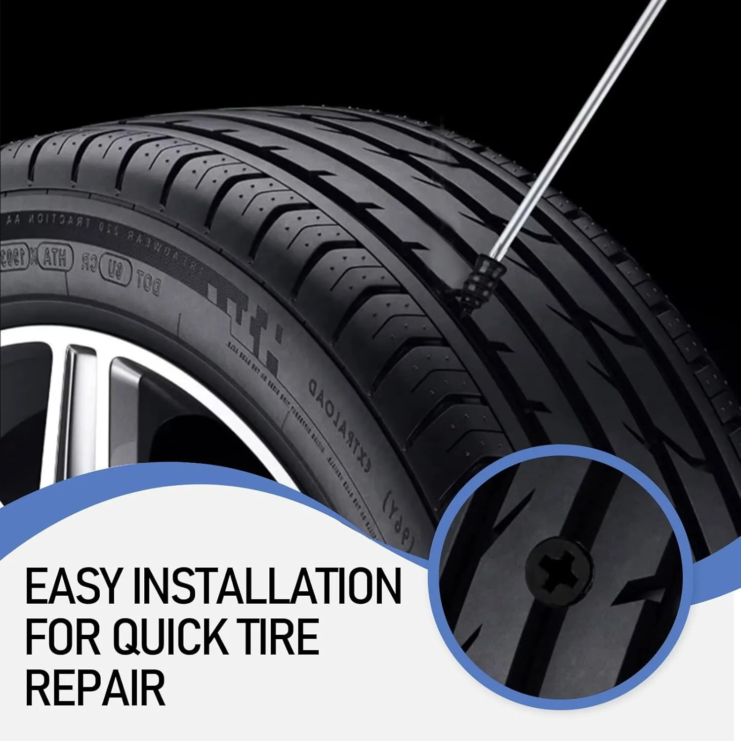 Puncture Repair Kit for Car Vacuum Tire Repair Screws, Quick Fix Self-Service Tire Repair Nails for Flat Tires With Screwdriver