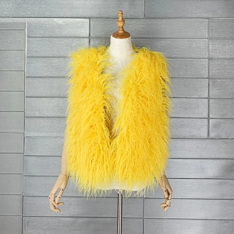 Jaket Bulu Domba Mongolia Warna-warni Mode 2026 Wanita Musim Dingin Rompi Bulu Imitasi Wanita Hangat Tanpa Lengan Mantel Bulu Imitasi Rompi