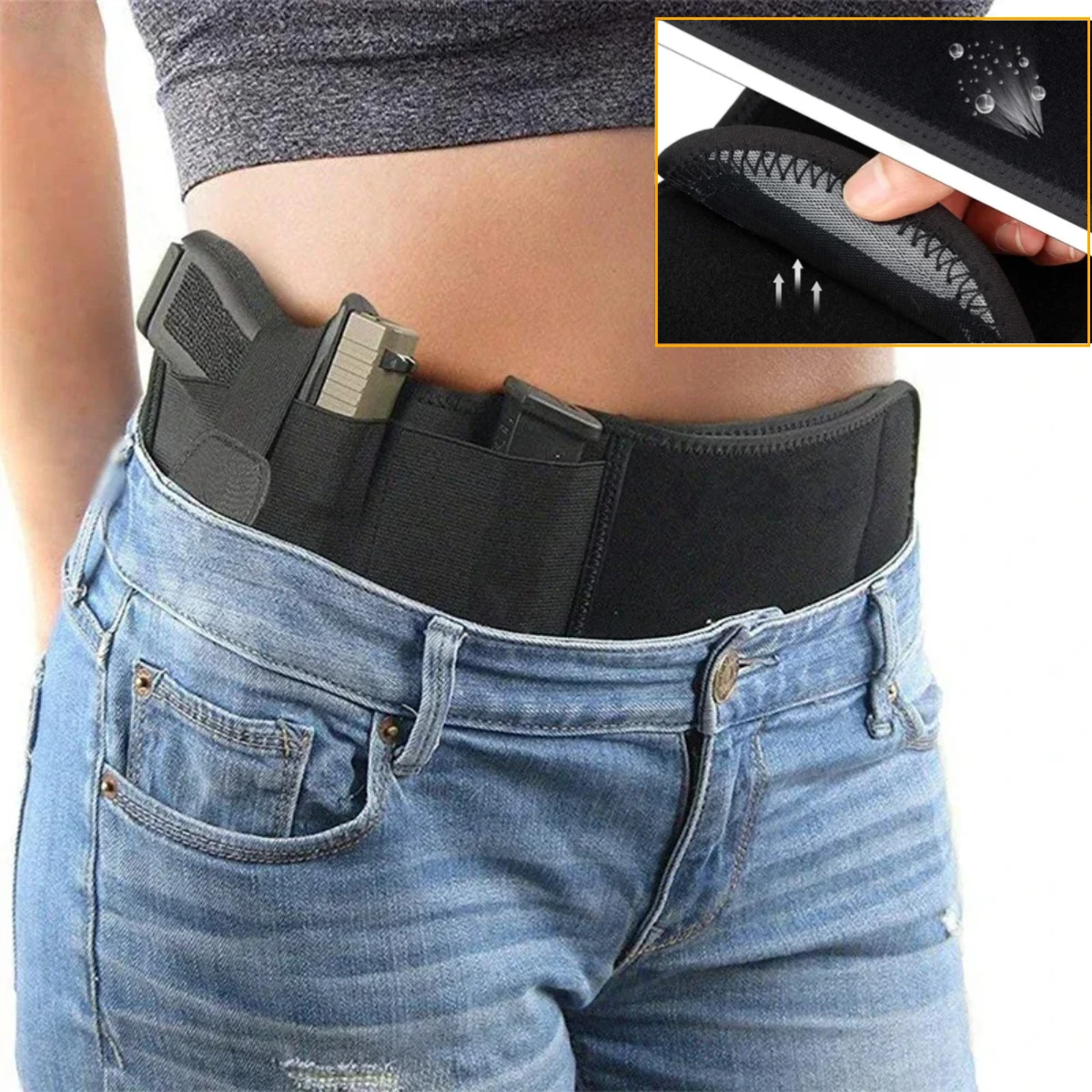 Tactical Hidden Holster Portable Belly Holster Concealed Carry Waist Band Belt For Outdoor Hunting Defense Holster