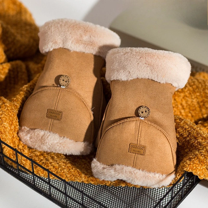 Winter Thermal Touchscreen Gloves Women Fleece Lined Cold Weather Riding Cycling Bike Gloves Soft Suede Office Work Casual Cute