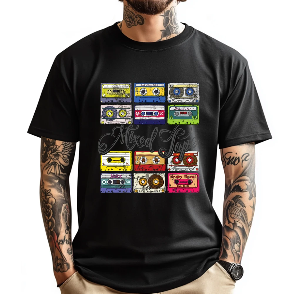 

Mixed Tape 80s Cassette Tapes White Graphic Tee Comfortable Tshirts Printing Luxury Designer Mother's Day
