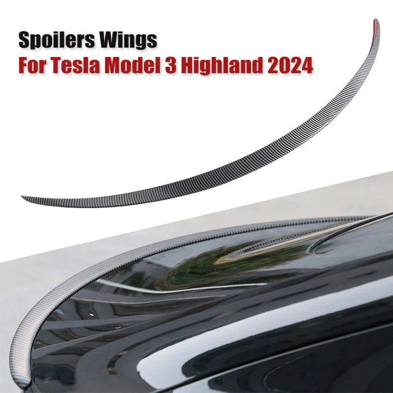 

For Tesla Spoiler Model 3 Highland 2023 2024 Accessories Spoilers Wings Model 3+ Rear Trunk Spoiler Tail Wing ABS Material