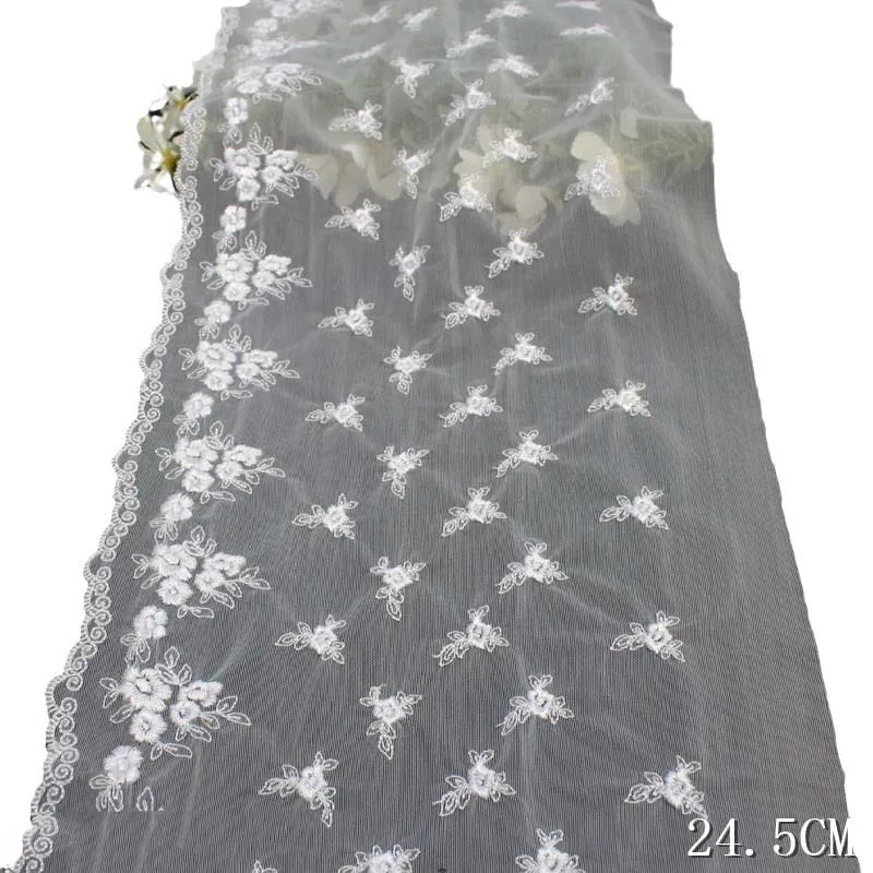 

30Yards Lace Fabrics White Floral Mesh Tulle Lace Trim DIY Garments Sewing Lace for Bra Needle Work