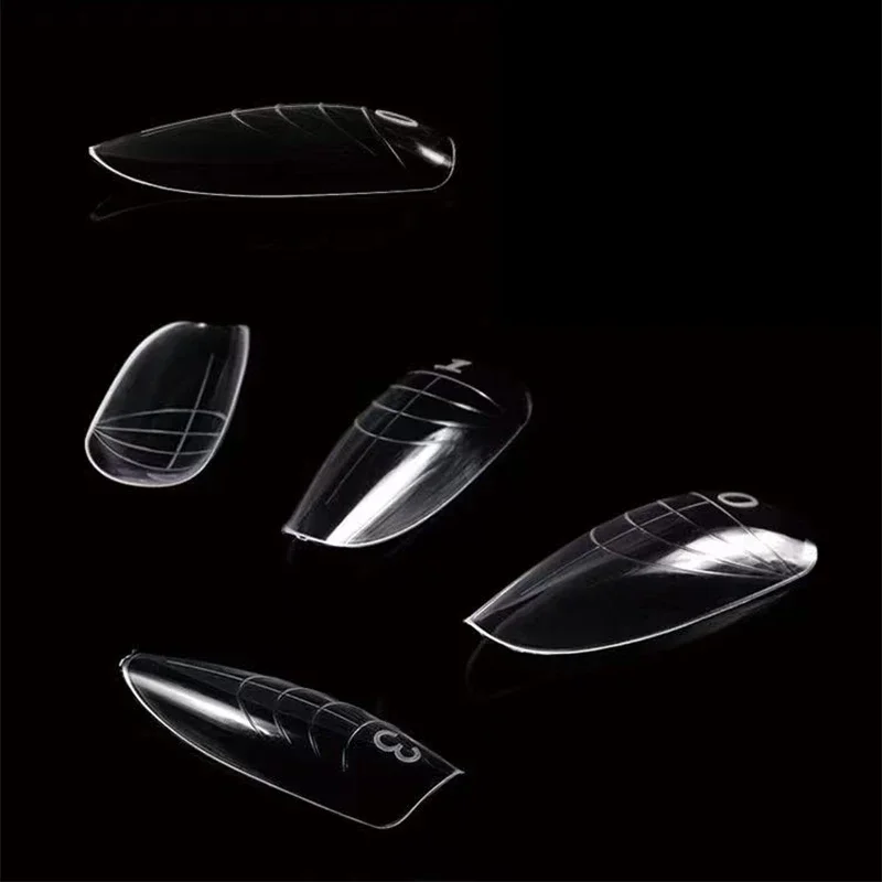 140Pcs Clear Almond Dual Nails Forms for Extenstion Poly UV Gel Tips Mold Acrylic Top Tips Forms Diy Art Artificial False Nail