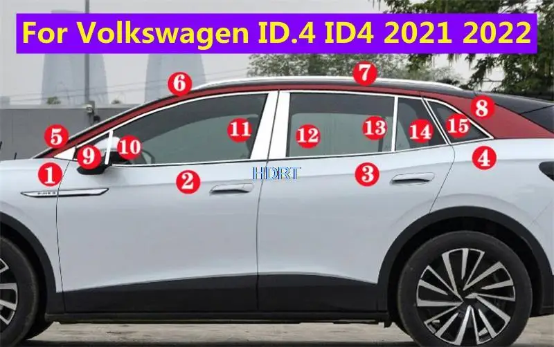 

Для Volkswagen VW ID.4 ID4 ID 4 2021 2022 автомобильный стиль нержавеющая сталь дверь окно средняя Колонка отделка защитная полоса аксессуары