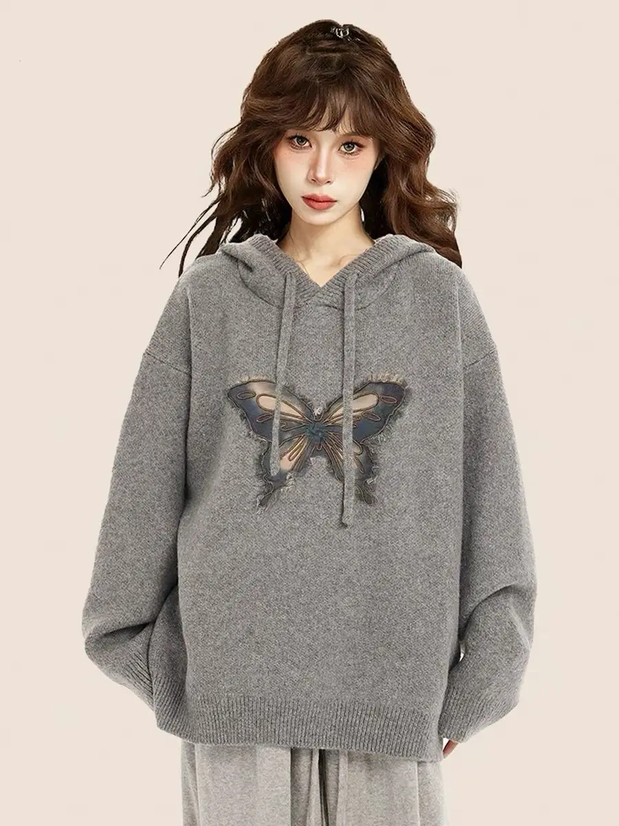 

Толстовки с капюшоном на молнии, топ Y2K, женские декоративные женские трендовые прочные популярные женские костюмы, альтернативная женская одежда