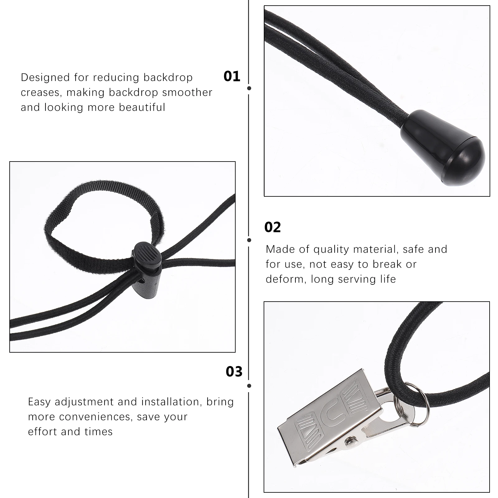 

12pcs Background Backdrop Clip Set Adjustable For Photography Video Studio Smooth Wrinkle Removal Clamp Tool