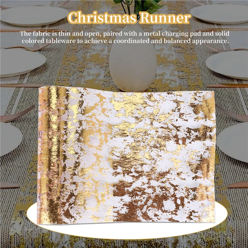 Table Runner, Sparkling Polyester Tulle Ribbon Roll With Gold Foil,Birthday Party Wedding Christmas Decor