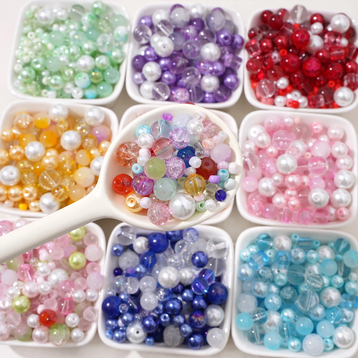 30g 2-10mm Colorful Mixed Style Glass Beads Loose Round Beads Jewellery Making DIY Bracelet Necklace Supplies for Jewelry