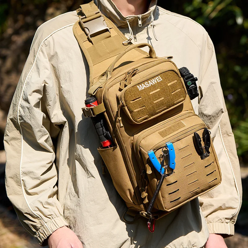 2026 New Crossbody Bag Men Outdoor Casual Backpack Wear-Resistant Fishing Bags Tactical Chest Bag