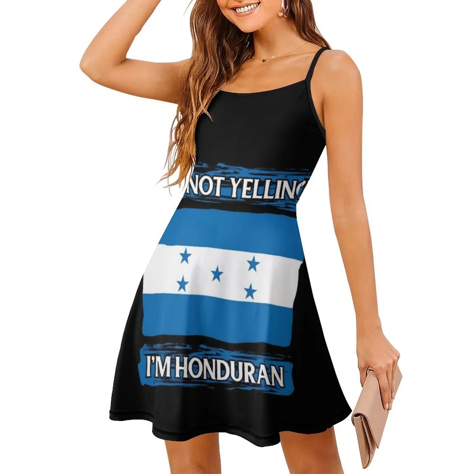 أنا لا أصرخ أنا هندوران هدية مضحكة فستان بوهيمي بدون أكمام متعدد الطباعة شاطئ عطلة فستان الحفلات هندوراس #3