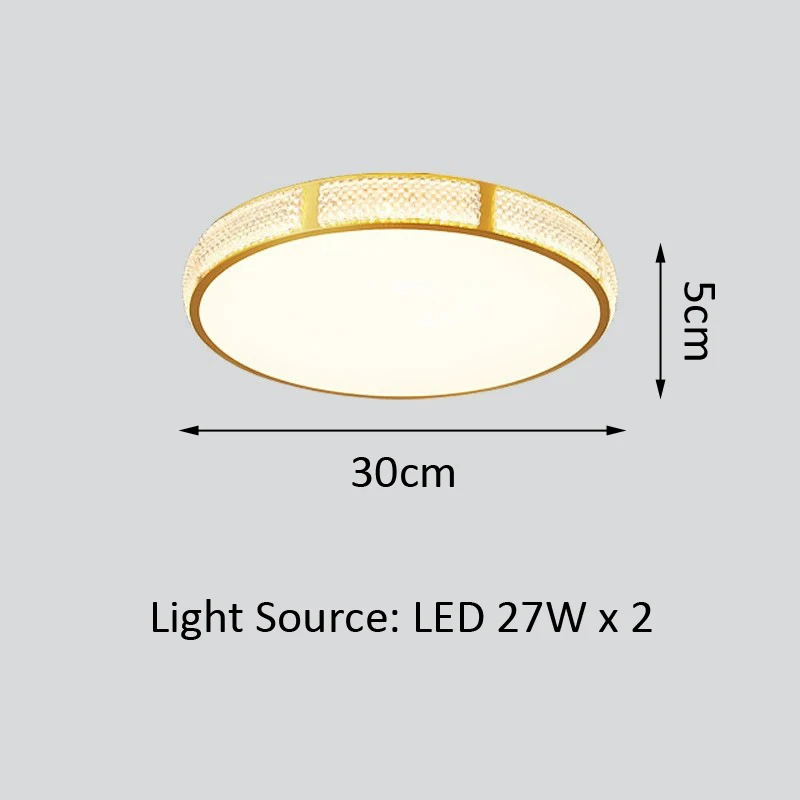 ضوء سقف LED فاخر من النحاس، مستدير بسيط وحديث، إبداعي لغرفة النوم وغرفة المعيشة