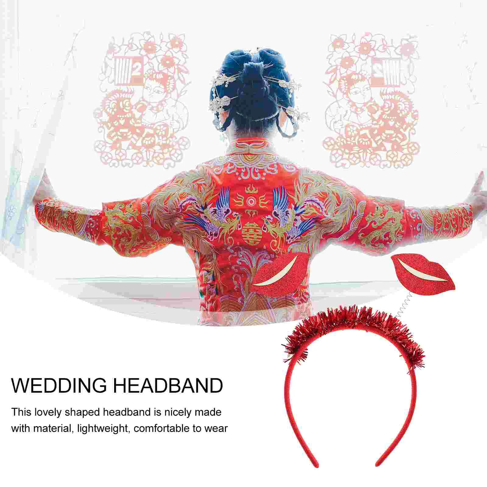 2 Pcs Lip Headband Hairband Female Party Decor Ornament Red Valentine's Day Costume Supply Gretel Women