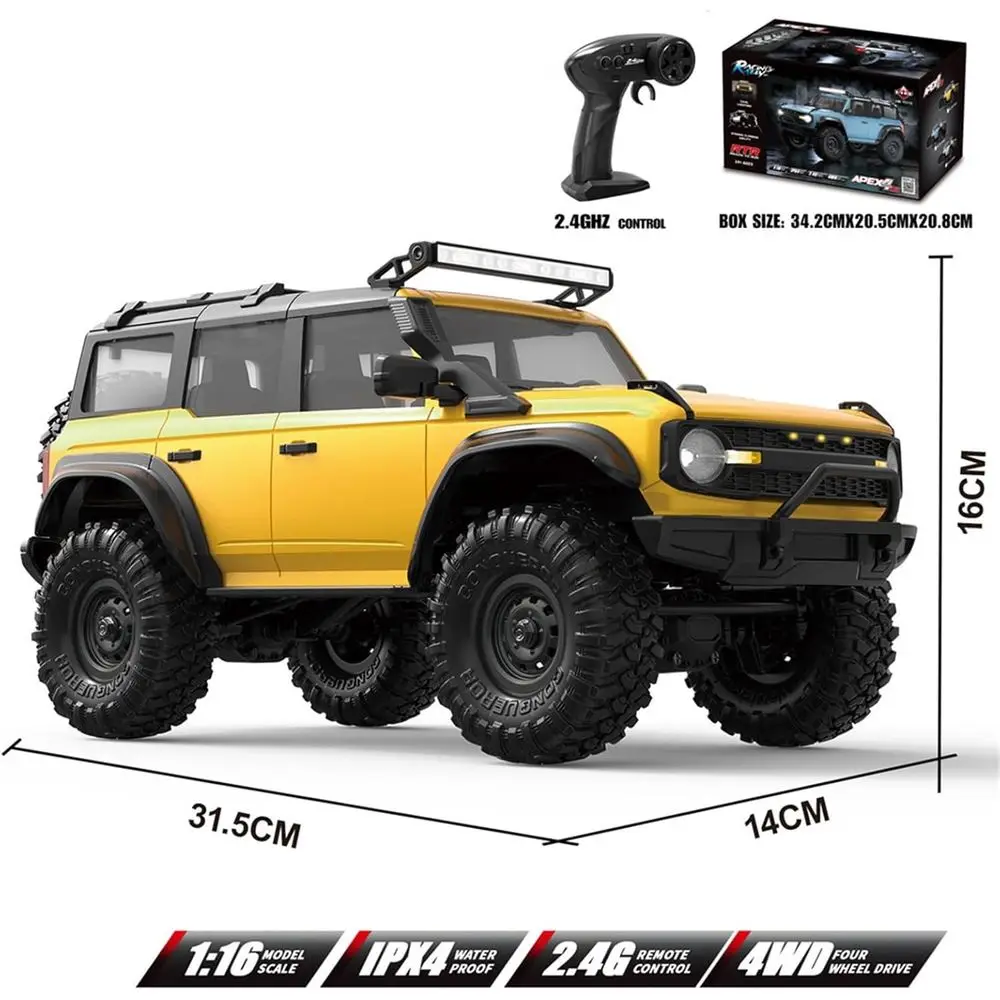 زاحف RC معدني بمقياس 1/16 للبالغين مع محرك 280، مؤازرة 9 كجم، 2.4 جيجا هرتز، مصابيح LED، قدرة جميع التضاريس، وقت تشغيل 30 دقيقة (Br)