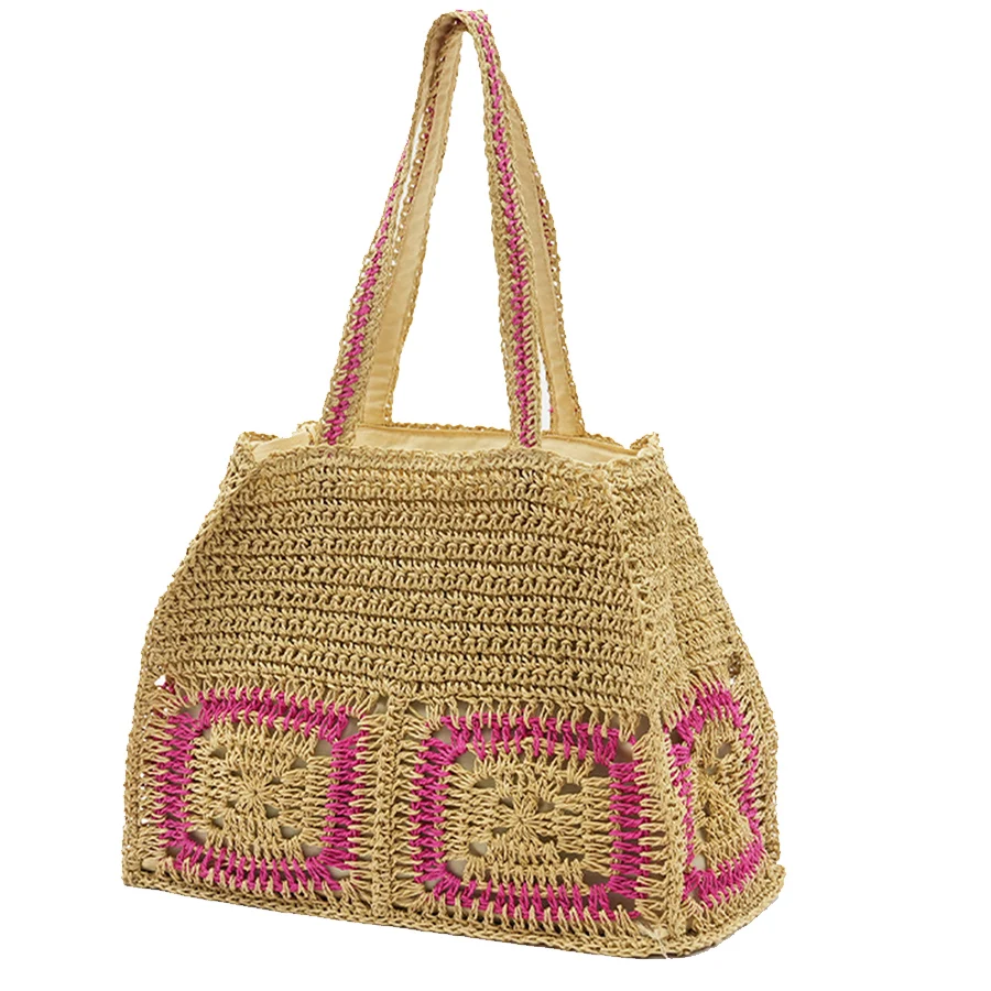 

Summer women's handmade straw bag paper-string woven bag travel and leisure versatile single shoulder bag panelled underarm bags