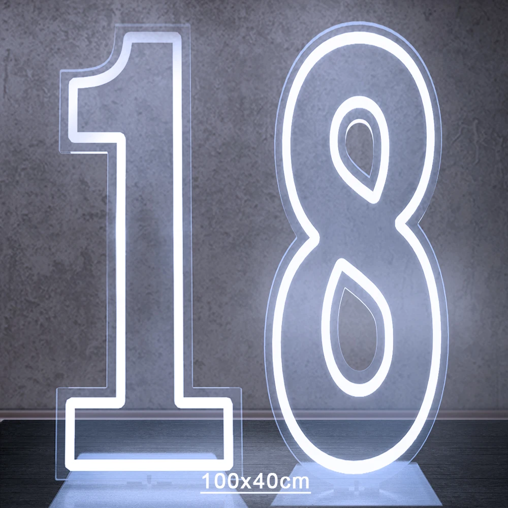 100 cm Groot Formaat Dual Digit Neon Sign Acryl Digitale Licht voor Sweet 10 16 18 21 Verjaardagsfeestje decoratie