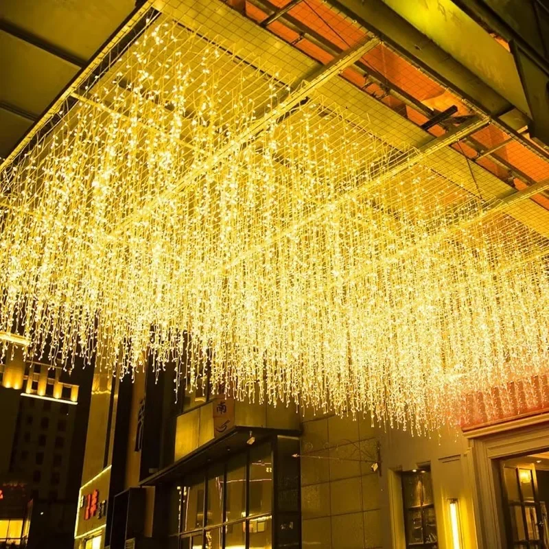 

Светодиодные фонари в виде сосульки, сказочные выдвижные занавески, 8 режимов, висячие мерцающие новинки, подвесные гирлянды для потолка, декор для садовой вечеринки