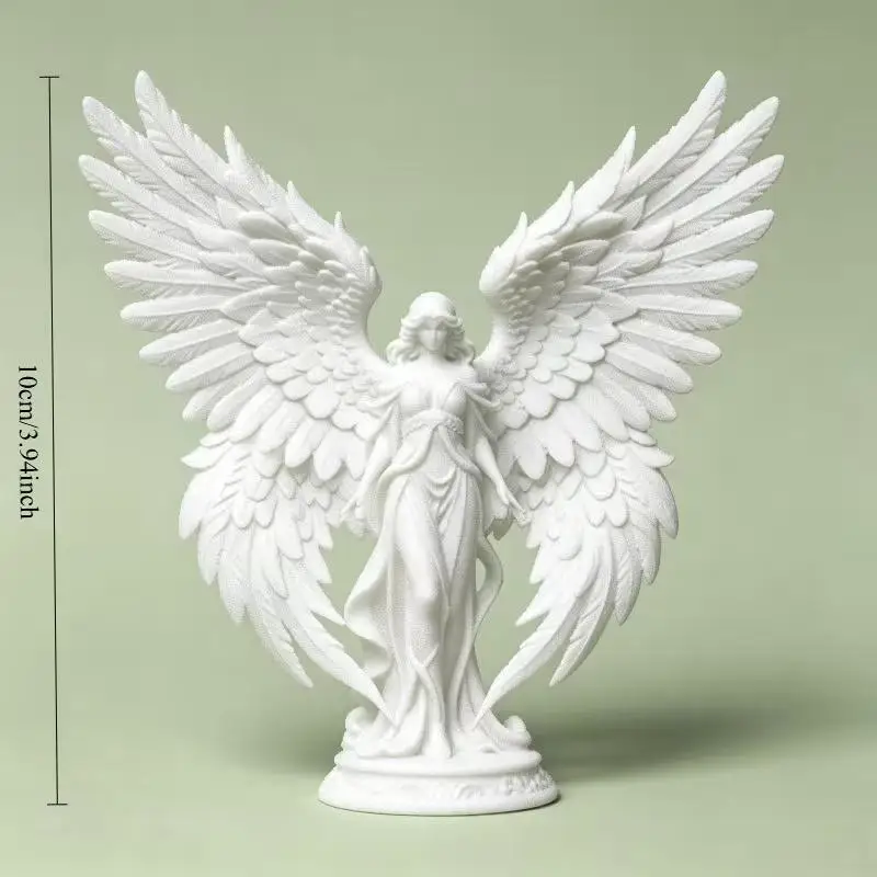3D Printed Guardian Angel Statue Large Winged Female Angel Sculpture Elegant White Figurine Home Desktop Decor Ornament...