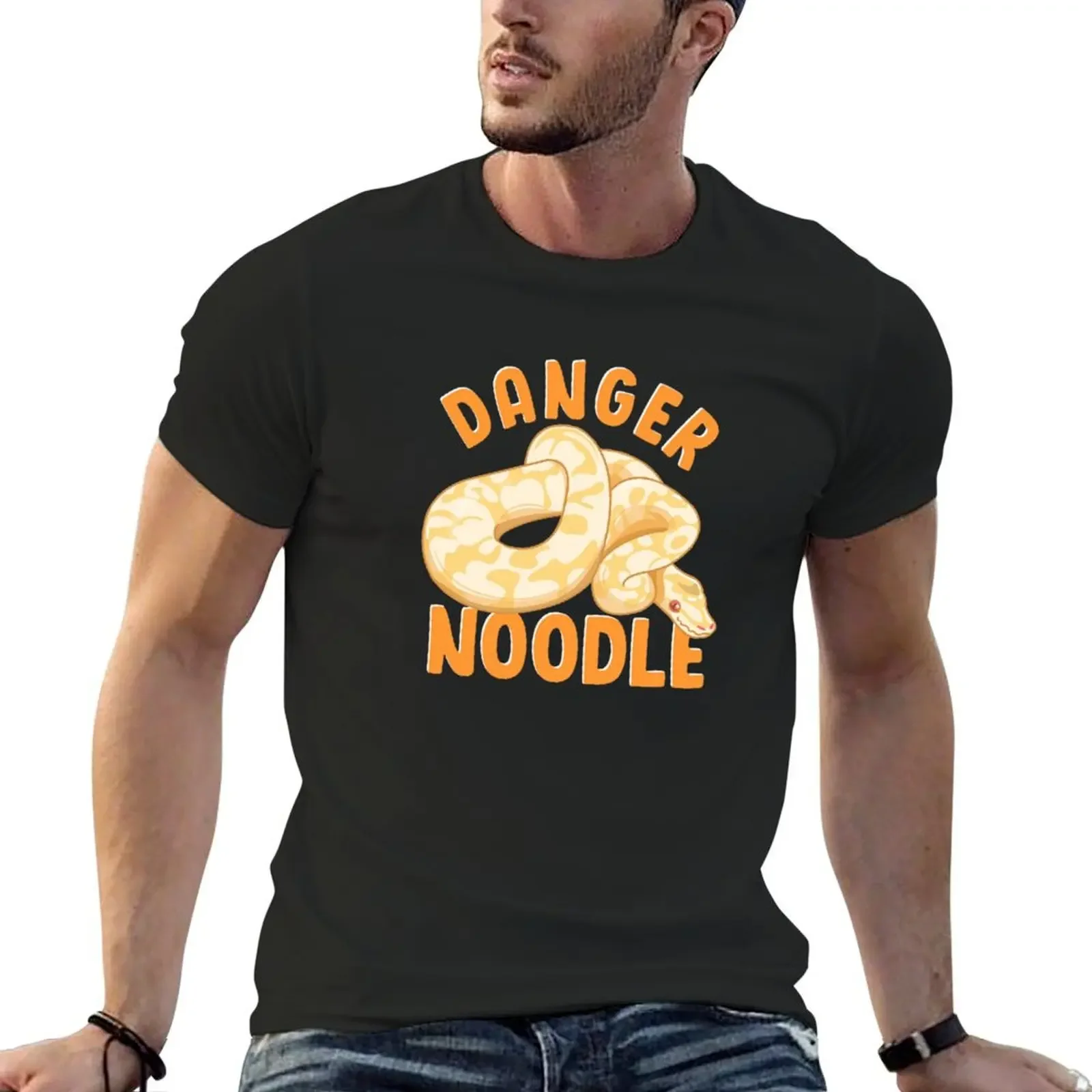 

Funny Danger Noodle Snake Boys Snakes Meme Snek Ball Python Hoodie T-Shirt blue archive summer tops oversized T-shirt men