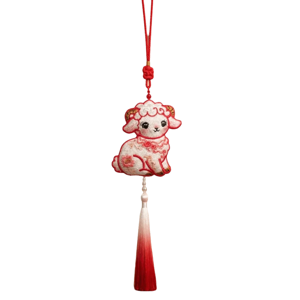 Chinese Style Embroidery Sachet Lamb Ornament Scented Bag Aroma Pouch Traditional Decor Zodiac Lamb Charm Hanfu Accessory