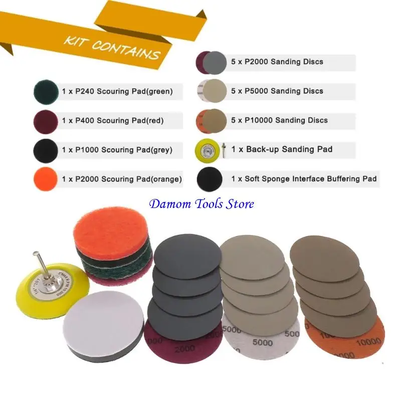 57BE 21pc Automotive Sandpaper Set Headlight Oxidation Removal &Surfaces Smoothing Set