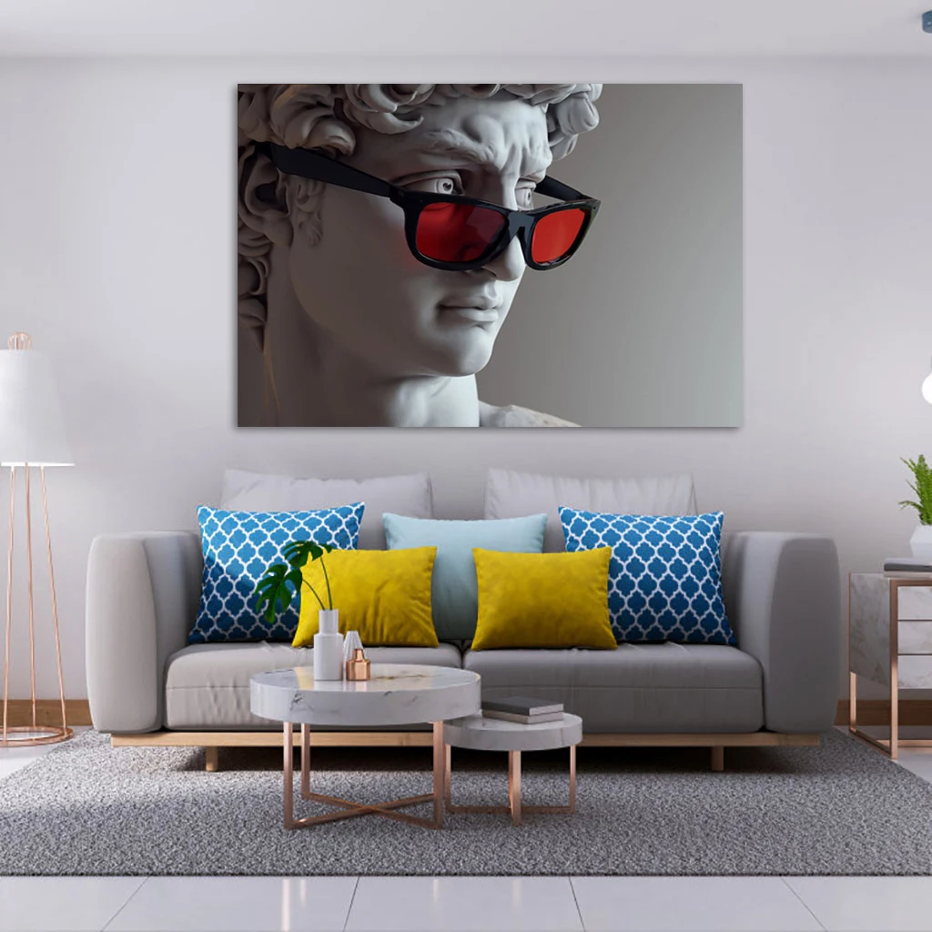 

Bust of David with Glasses Canvas Paintings Abstract Sculpture Posters and Prints Wall Art Pictures for Living Room Home Decor