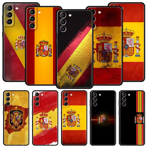 spain flag Phone Case For Samsung Galaxy S25 S24 S23 FE S22 Ultra S20 S21 5G S10 Plus S10E Soft Black Cover