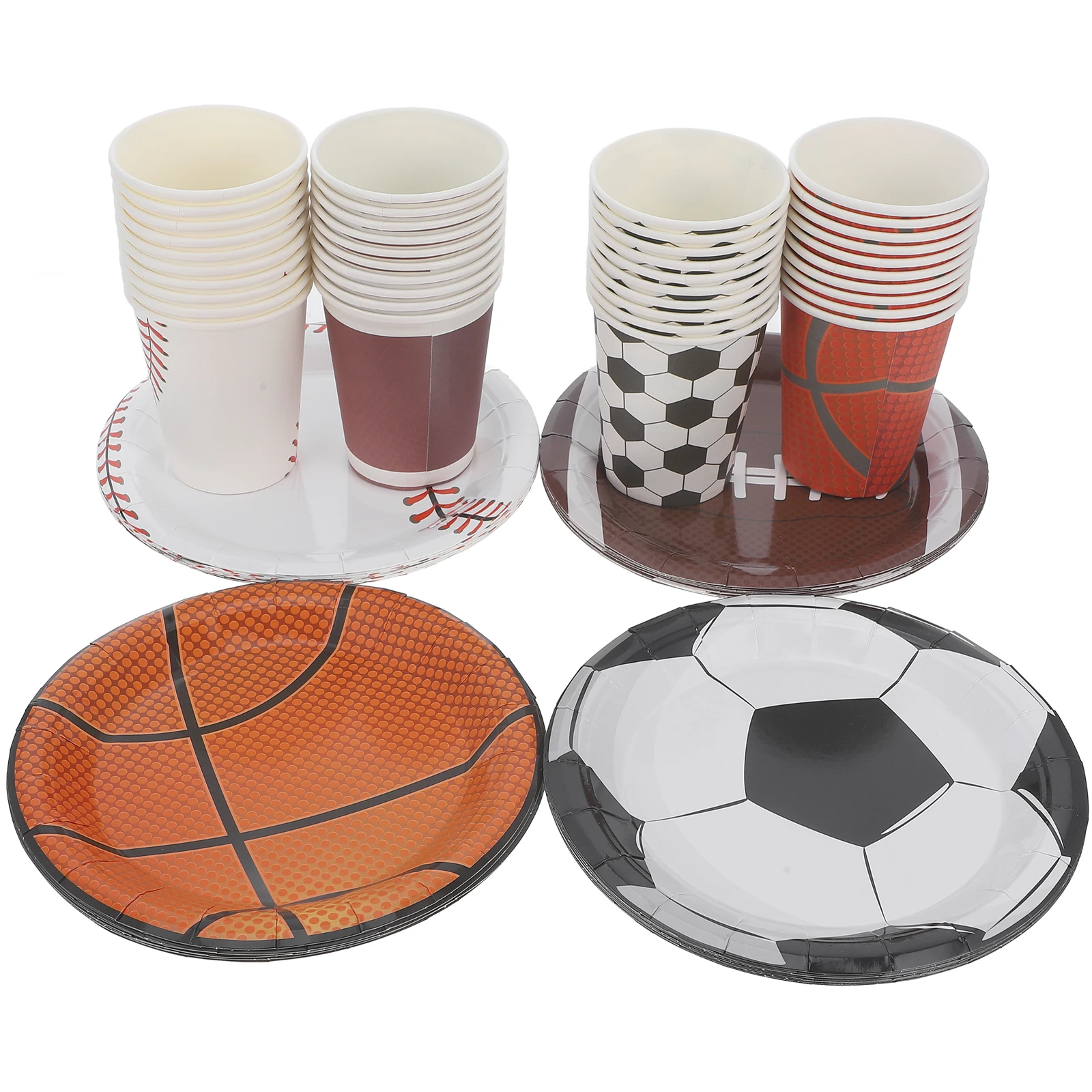 

Party Supplies Ball Tableware Paper Dinner Plates Cutlery Decorate Sports Festive