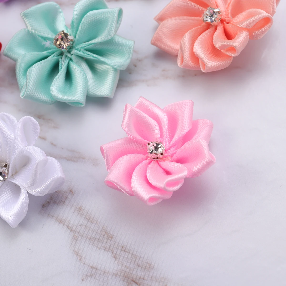 

40Pcs Baby Girls Diamond Flower Headbands Handmade Soft Comfortable Headwear DIY Floral Hair Band Baby Headwear