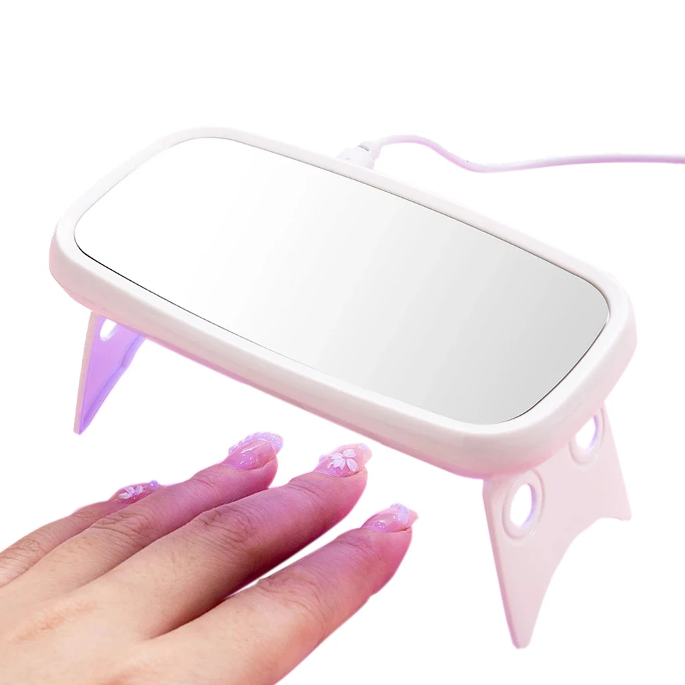 Mini LED Lamp Met Make-up Spiegel 8 LED USB Plug UV Nail Drying Lamp Licht Draagbare Gel Nagellak Droger Thuis Gebruik Manicure Tools