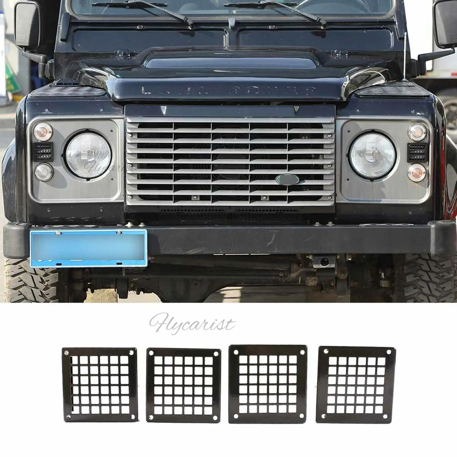 4 Pcs For Land Rover Defender 90 110 Headlight & Side Air Outlet Decorative Mesh Cover