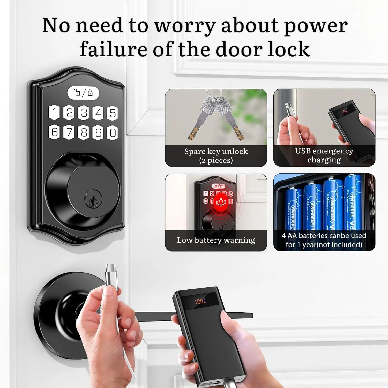 Smart Fingerprint Door Lock with Keypad, App Control & Auto Lock - Easy Installation for Front Doors