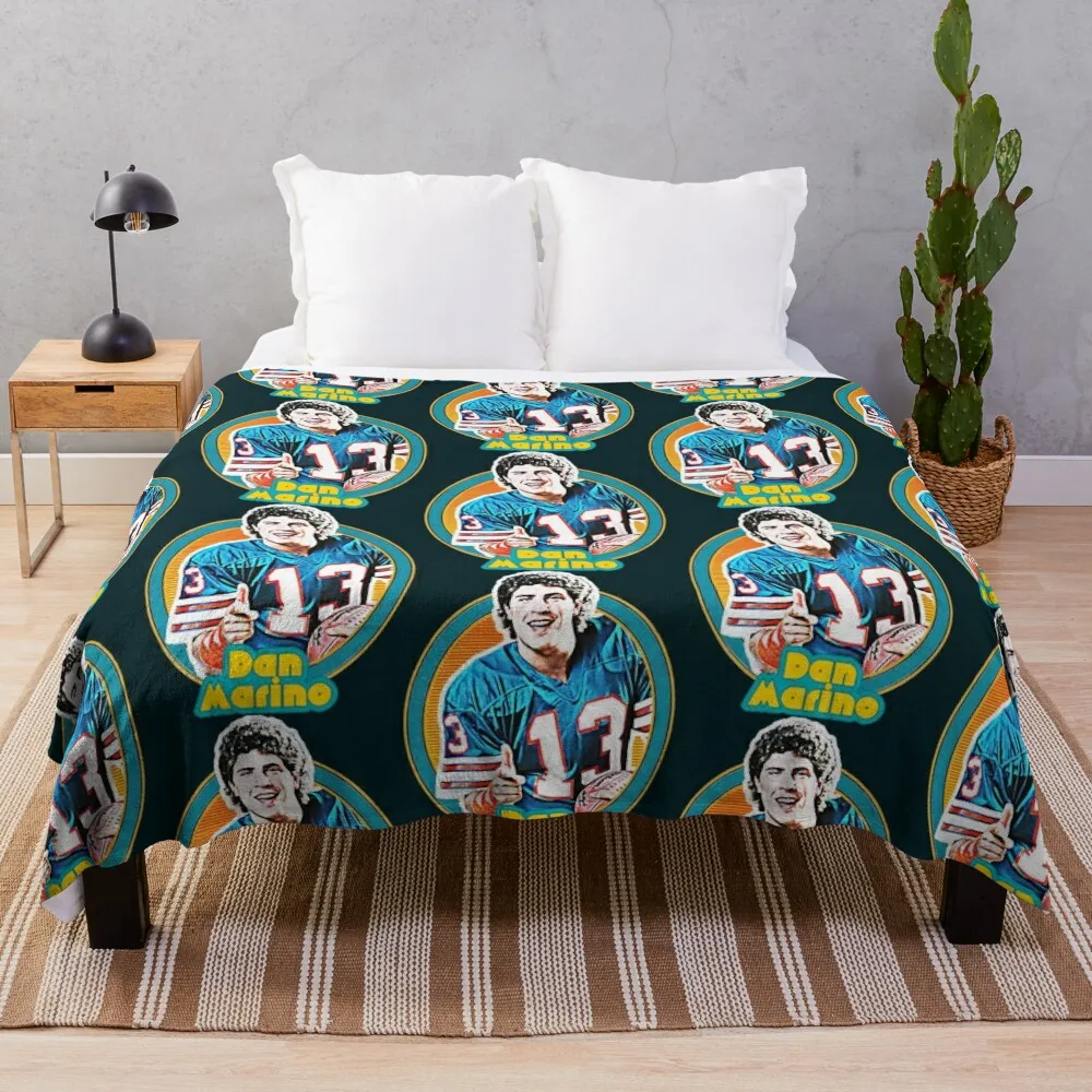 Dan Marino Retro 80s Football Throw Blanket Plaid For Sofa Thin Blankets