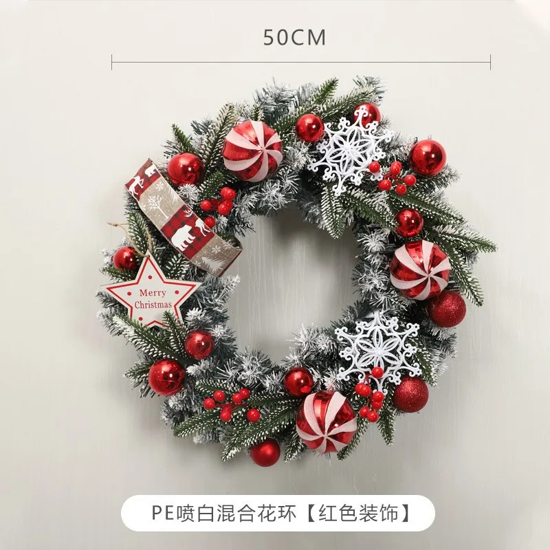 

Рождественский венок бытовой кулон украшение двери светящийся 50 см венок окно отель торговый центр украшение орнамент