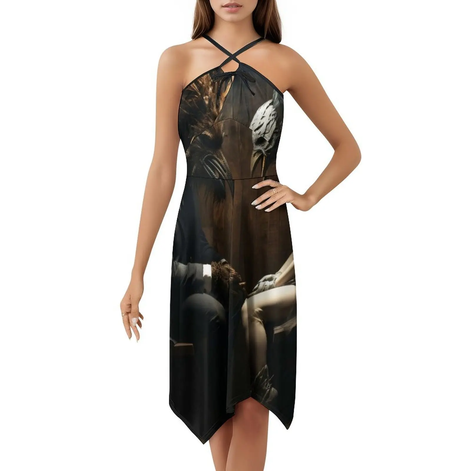 الغرق في التقطيع فستان بوهيمي عتيق بأكمام منتفخة أو خيارات بلا أكمام للنساء فستان عواطف الشعور المفقود