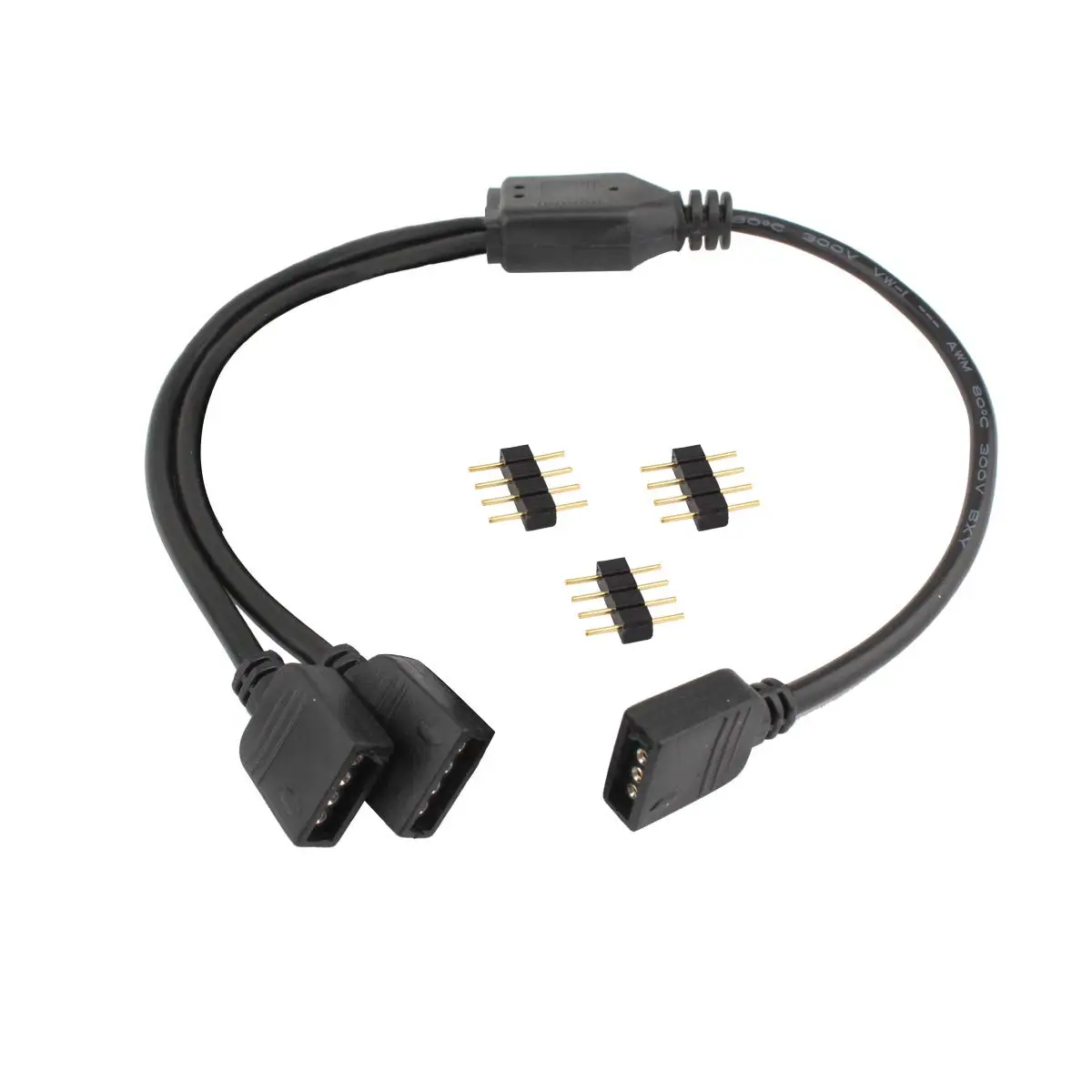 DC 12V RGB RGBW Splitter Power Wire 1 To 2 3 4 Way Y Shape LED Connect Cable 4Pin 5Pin White Black Copper Cord For Rgb Rgbw Led