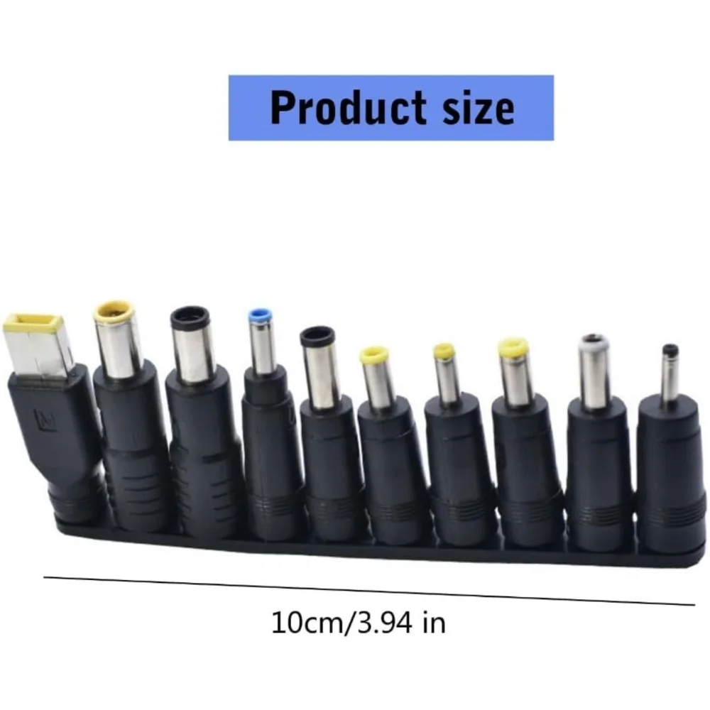 

10 in 1 DC5521 Power Adapter Connector Tips for Laptops with 5.5x2.1mm Female To Male Plugs
