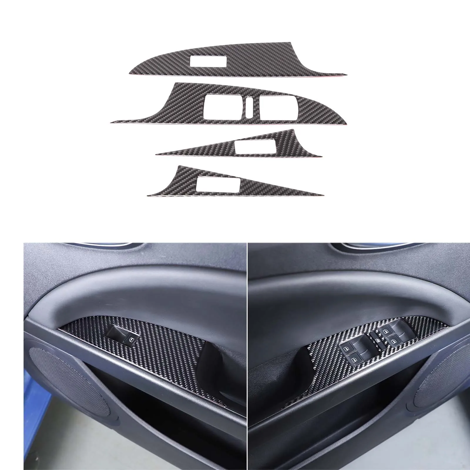 

4Pcs soft carbon fiber For Seat leon 2008-2012 car glass lift button frame decorative sticker car protection accessories
