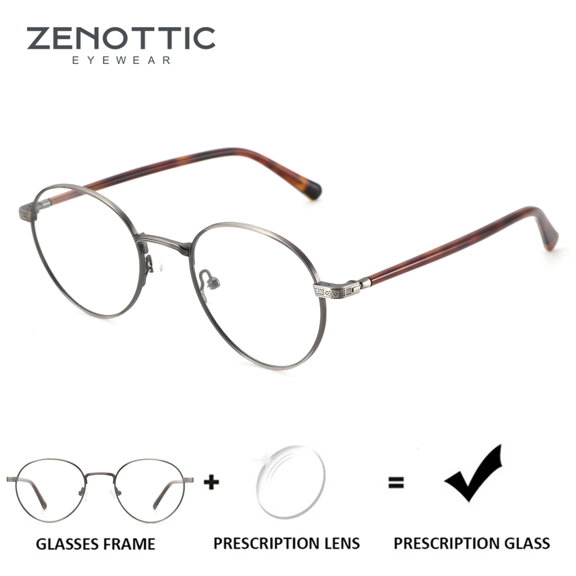 ZENOTTIC Japanese Classic Progressive Prescription Glasses High-quality Metal Myopia Eyewear Round Optical Eyeglasses for Unsiex