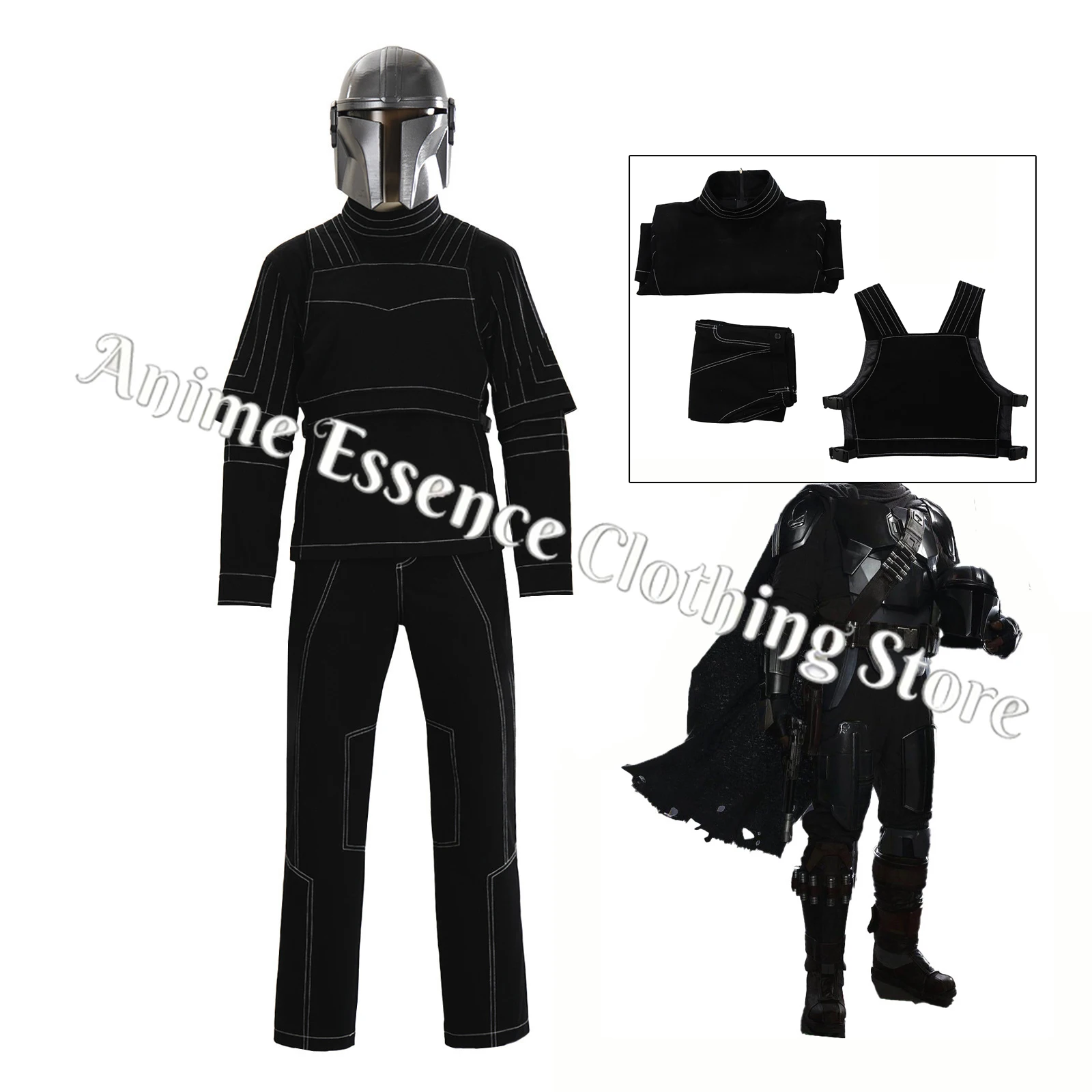 Anime Mandalorian Cosplay Kostüm Weste Hose Umhang Ohne Rüstung Halloween-Kostüm-Set