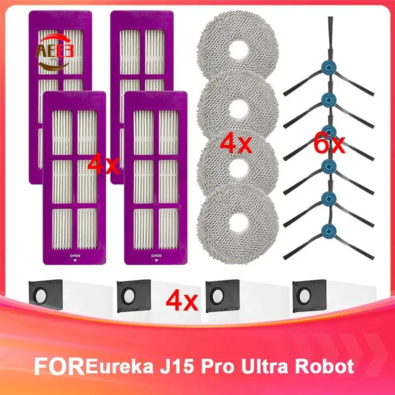

AEE3-аксессуар для робота-пылесоса Eureka J15 Pro Ultra, моющиеся и многоразовые, фильтры, боковые щетки, швабра, мешки для пыли