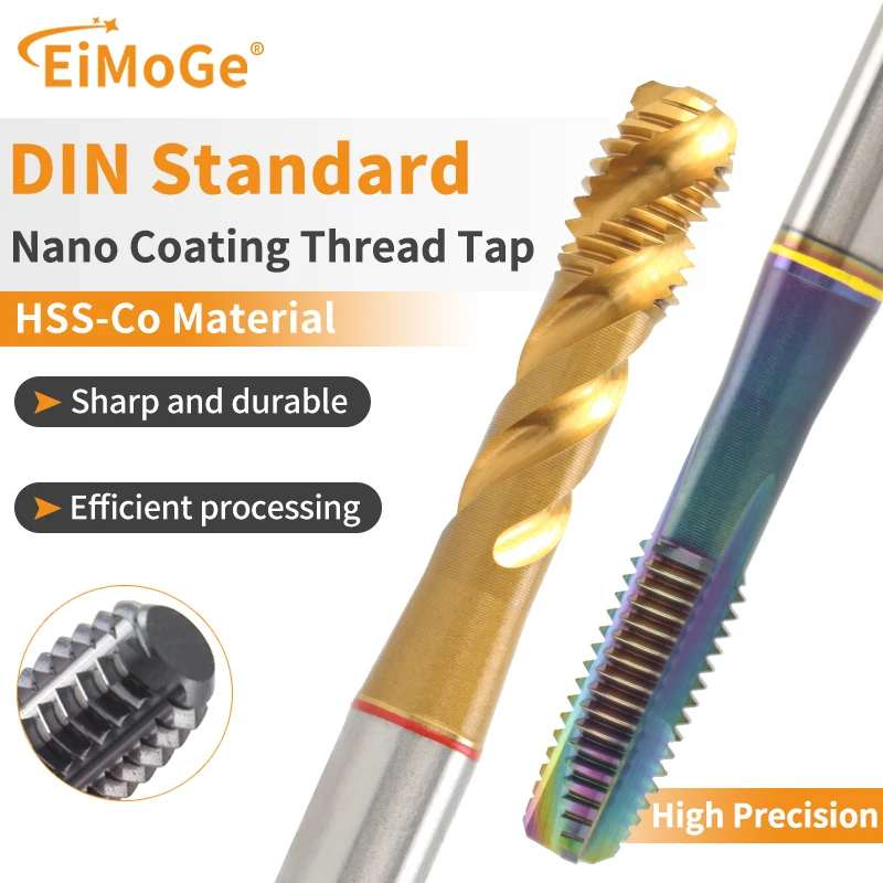 HSS-CO Metric Machine Tap, DIN 371/376, M2-M12, Cobalt Steel Spiral/Pointed/Roll Thread Tap, 1PC